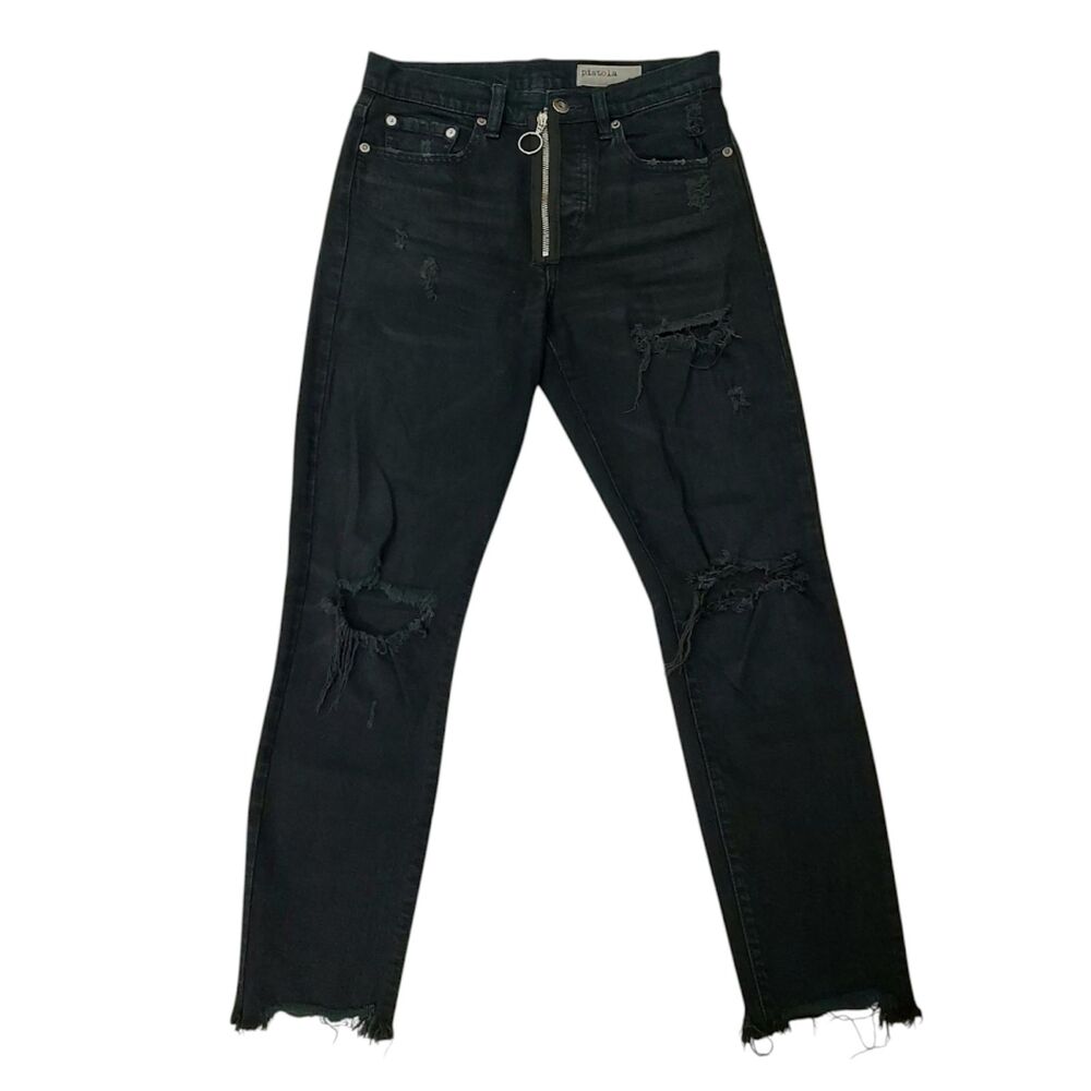 Pistola Jeans Womens 25 Black Nico Into The Void High Rise Exposed Zip Stretch